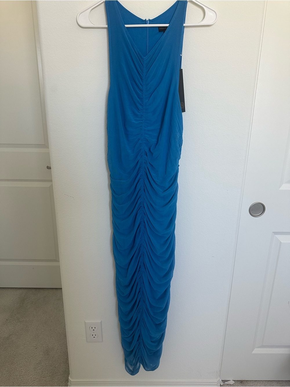 House of Harlow Blue Ruched Maxi Dress